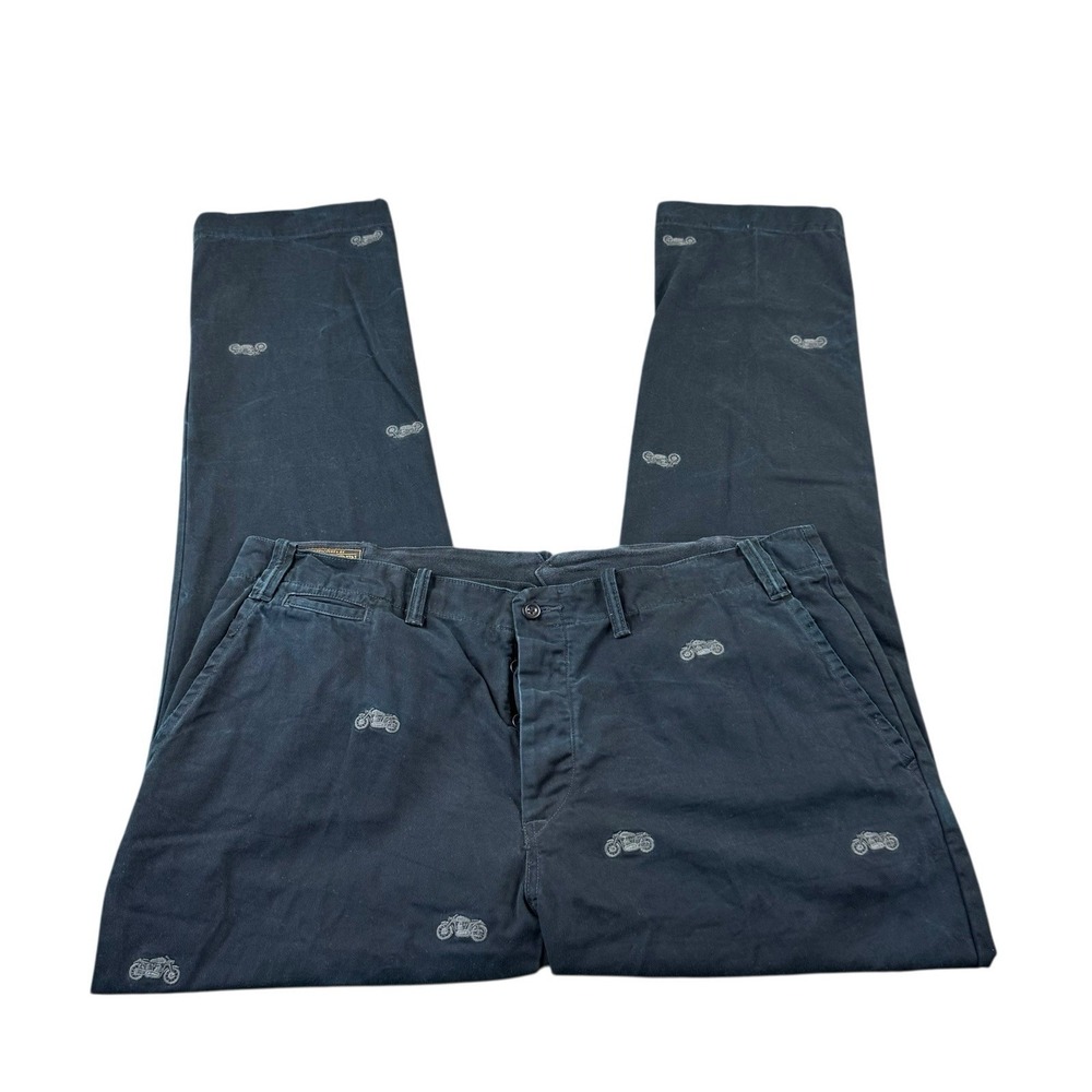 Polo Ralph Lauren All Over Logo Motorcycle Biker Chino‎ Pants Casual Mens 38x34